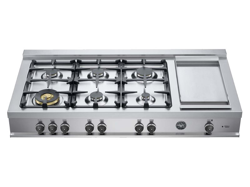 48 Rangetop 6 Burners and Griddle | Bertazzoni - Stainless